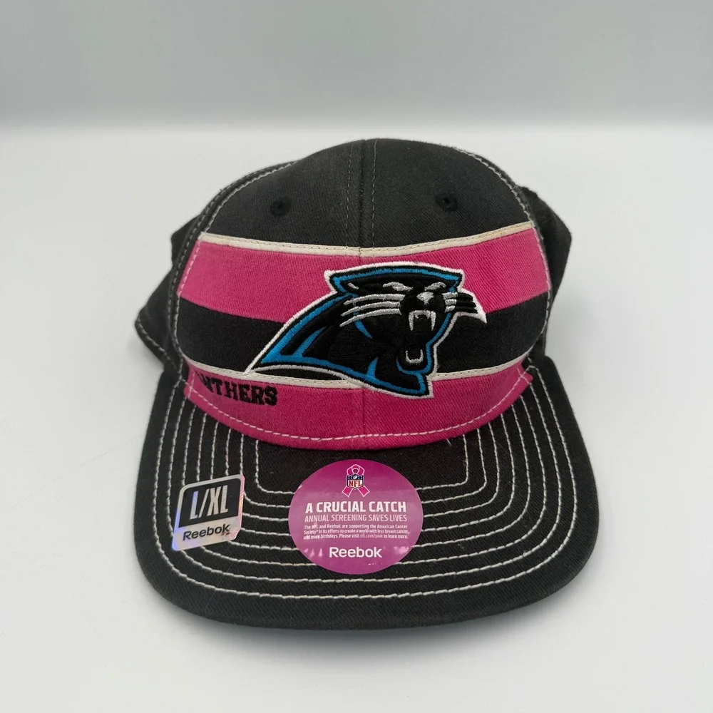 Reebok Carolina Panthers NFL Crucial Catch Pink Hat L/XL On Field Cap